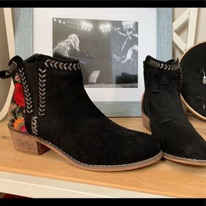 Suede Floral Booties